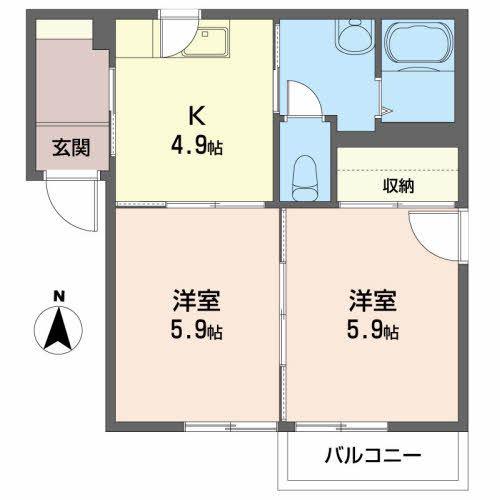 グランドメゾン中津川 A(2K/1階)の間取り写真