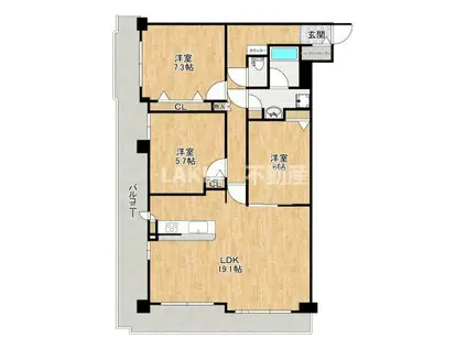 ユニライフ阿倍野II(3LDK/3階)の間取り写真