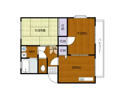 マリンガーデンB棟(2DK/2階)の間取り写真