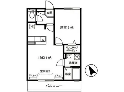 エーデルハイムB(1LDK/1階)の間取り写真