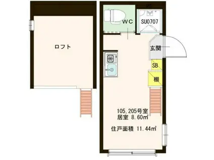 LATELIER(ワンルーム/1階)の間取り写真