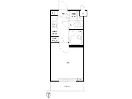 ルーブル大鳥居(1K/1階)の間取り写真