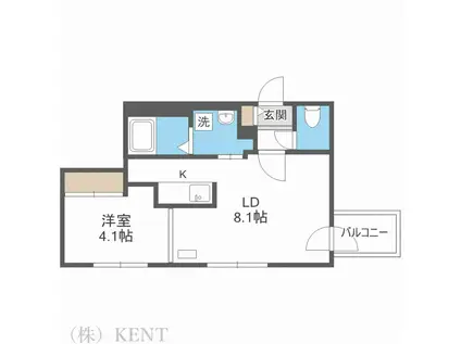 エアフォルク発寒南(1LDK/3階)の間取り写真