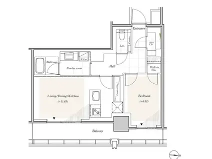 リビオレジデンス西麻布(1LDK/15階)の間取り写真