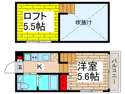 CHALET東中山(1K/1階)の間取り写真