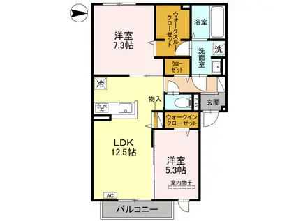 シエル・クレール(2LDK/2階)の間取り写真