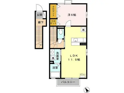 メゾン・ドゥ・ ルナ(1LDK/2階)の間取り写真