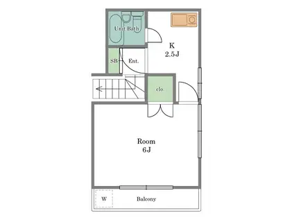 バレーハイム(1K/2階)の間取り写真
