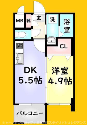 NO.63 オリエントキャピタルタワー(1DK/15階)の間取り写真