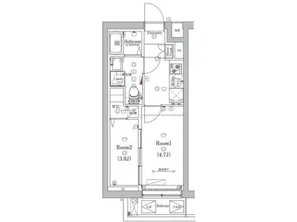 ガリシア矢口渡(2K/4階)の間取り写真