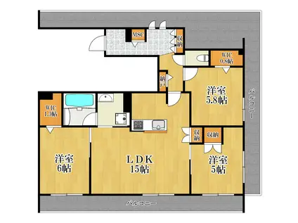  千年メゾン(3LDK/2階)の間取り写真