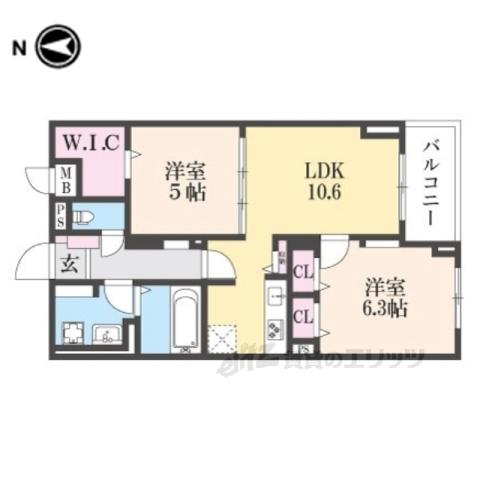 コンコルディア(2LDK/4階)の間取り写真
