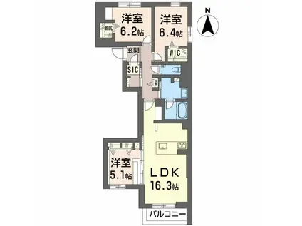 AVANCE東草深ウエスト(3LDK/1階)の間取り写真