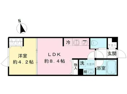 COEUR BLANC八幡山(1LDK/2階)の間取り写真