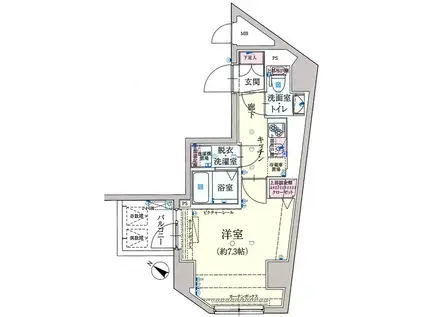 レグゼアゼスト赤羽(1K/4階)の間取り写真