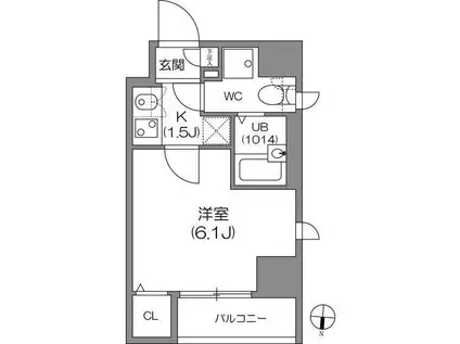 アジールコート中野坂上(1K/3階)の間取り写真
