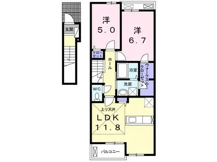 プラスターII(2LDK/2階)の間取り写真