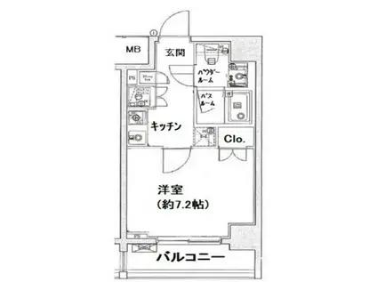 メイクスデザイン門前仲町(1K/10階)の間取り写真