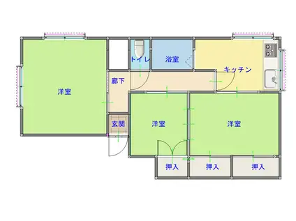 瀬戸越ハイツ(3K/1階)の間取り写真