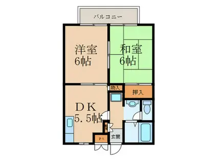 ビ-ライン上吉田B棟(2DK/1階)の間取り写真