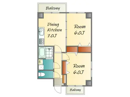 第二沖ビル(2DK/4階)の間取り写真