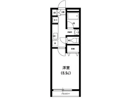 リリックコート北越谷(1K/2階)の間取り写真