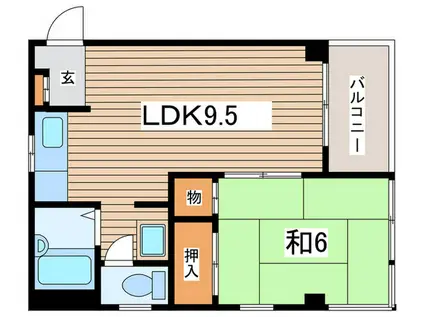 ヌイタビル(1LDK/2階)の間取り写真