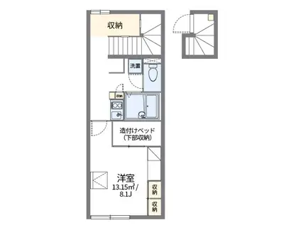 ジュネスIII(1K/2階)の間取り写真