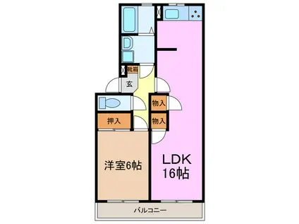 ヒルズ茶園(1LDK/3階)の間取り写真