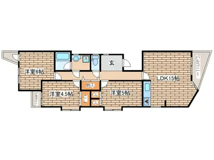 御影大蔵マンション(3LDK/3階)の間取り写真