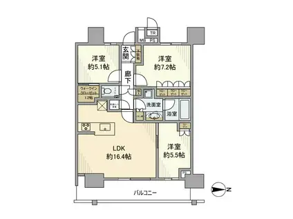 THE TOYOSU TOWER(3LDK/7階)の間取り写真