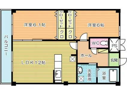 パークサイドハイツ(2LDK/3階)の間取り写真