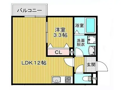 LA-CREA七松町(1LDK/2階)の間取り写真