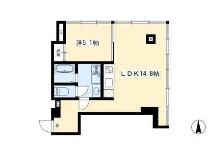 八木ビル(1LDK/5階)の間取り写真