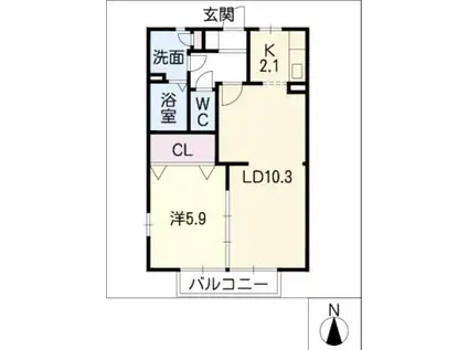 グリーンステージしんさかえ II A(1LDK/1階)の間取り写真