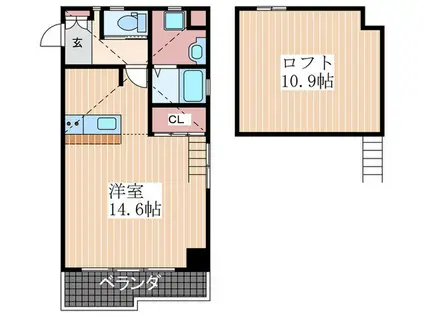 オフィサー21(ワンルーム/3階)の間取り写真