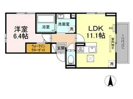 メイプル(1LDK/1階)の間取り写真