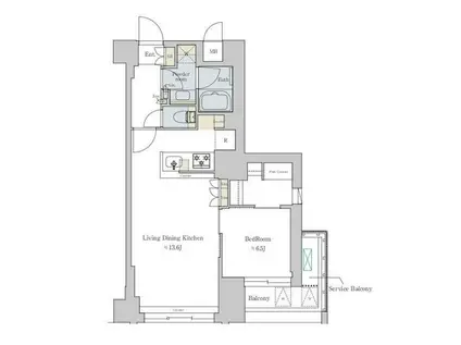 ブリリアイスト文京六義園(1LDK/2階)の間取り写真