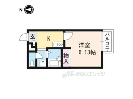 レオパレスボンマルシェ山科(ワンルーム/2階)の間取り写真