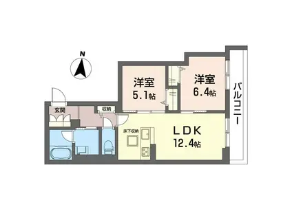 エトワール小仲台(2LDK/1階)の間取り写真