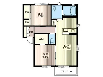 リーリエ A棟(2LDK/2階)の間取り写真