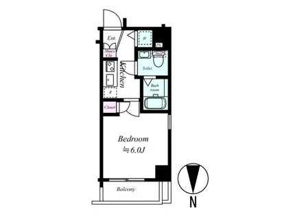 XEBEC中延(1K/2階)の間取り写真