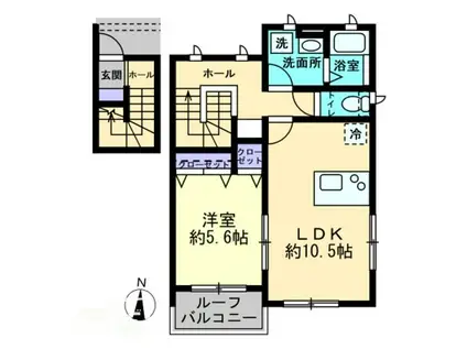 ベルリード一忠(1LDK/2階)の間取り写真
