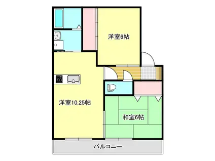 ヒロ・ヨーロピアンII(2LDK/1階)の間取り写真