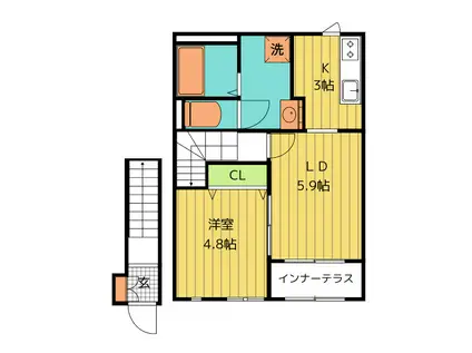 アリエッティ(1LDK/2階)の間取り写真