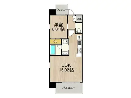 プレジオ今福鶴見(1LDK/8階)の間取り写真