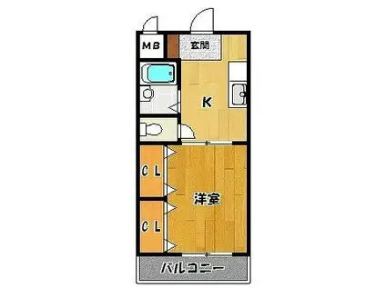 ヴェールヴィラ(1K/2階)の間取り写真