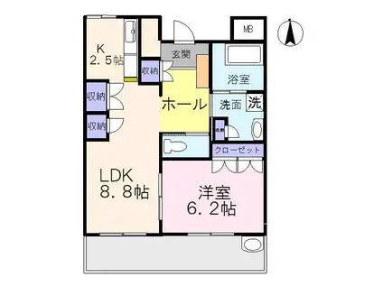 グランデ上牧 1F(1LDK/1階)の間取り写真
