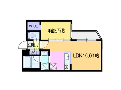 ラ・シュエット札幌駅(1LDK/2階)の間取り写真