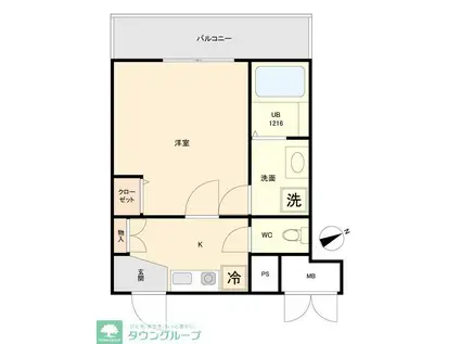 マリアージュ市川(1K/3階)の間取り写真